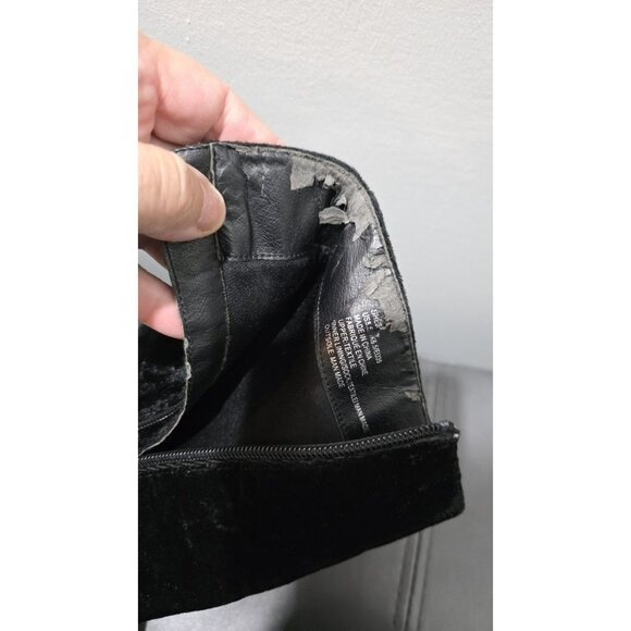 Shoedazzle High Heel Boots Womens 8.5 Black Velvet Side Zipper Sexy Liner Peel - Picture 8 of 8